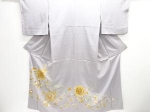 金彩花鳥唐草模様刺繍一ツ紋色留袖・長襦袢セット